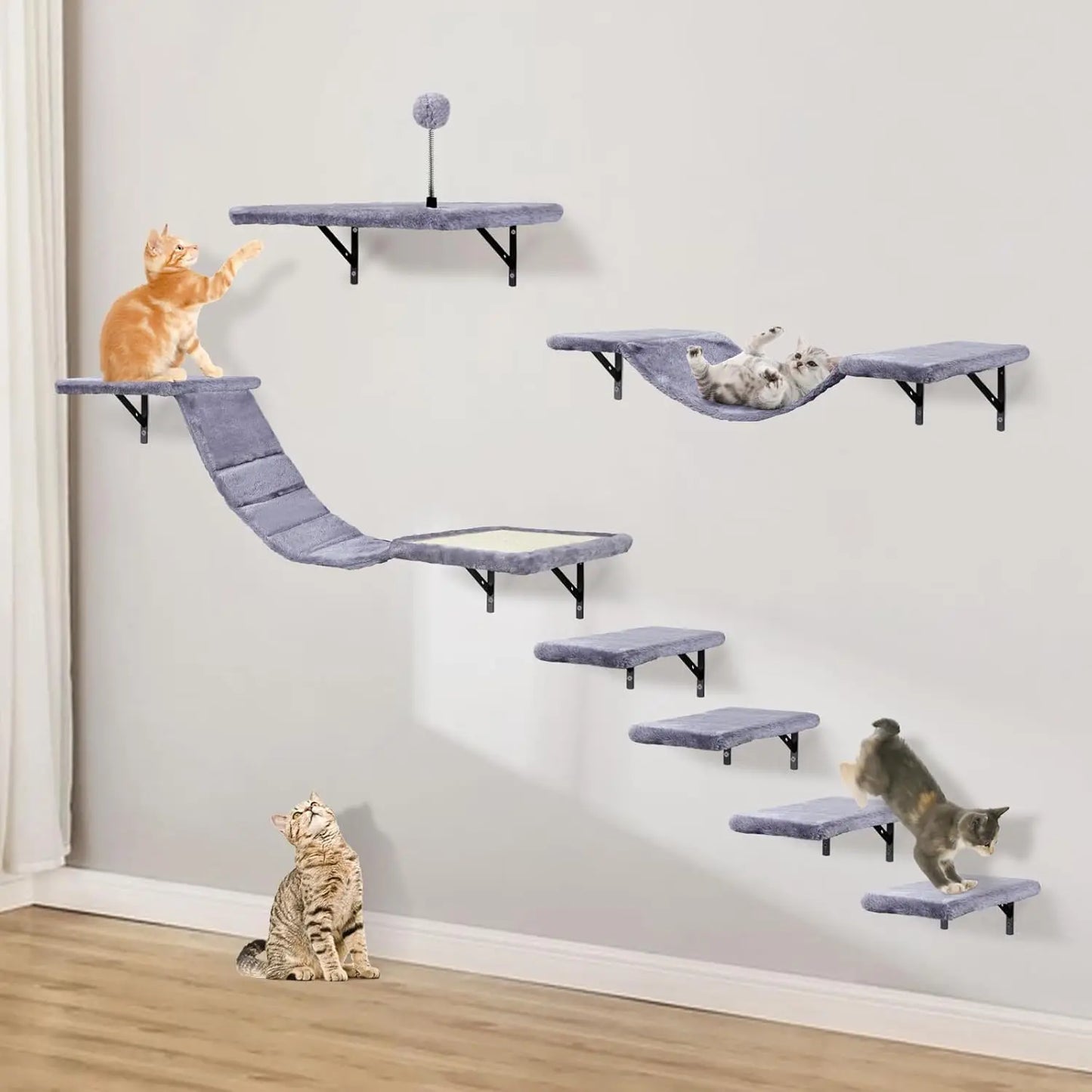 Wall-Mounted Cat Climber Set with Climbing Shelves 7 Pcs