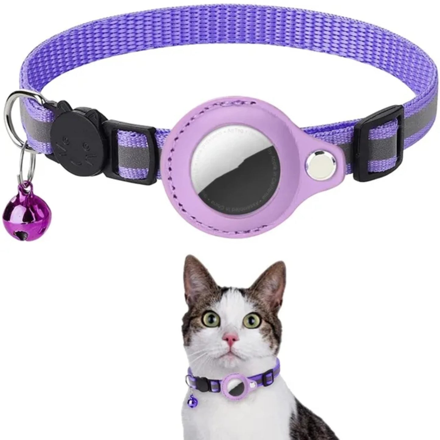 Airtag Case Cat Collar With Bell Reflective Nylon Dog GPS Tracker