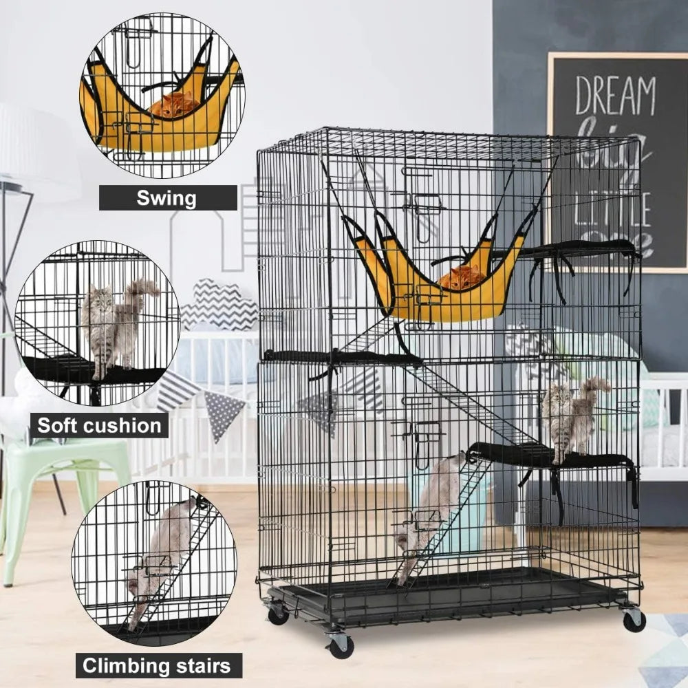 Cat Crate Pet Playpen Large 3-Tier 48" Height with Wheels