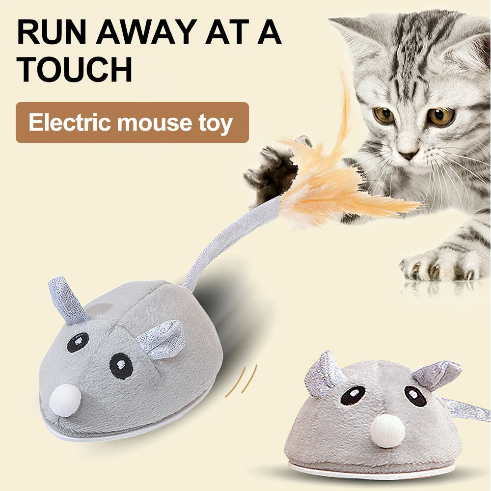 Cat Toys Automatic Interactive Plush Mouse USB Rechargeable
