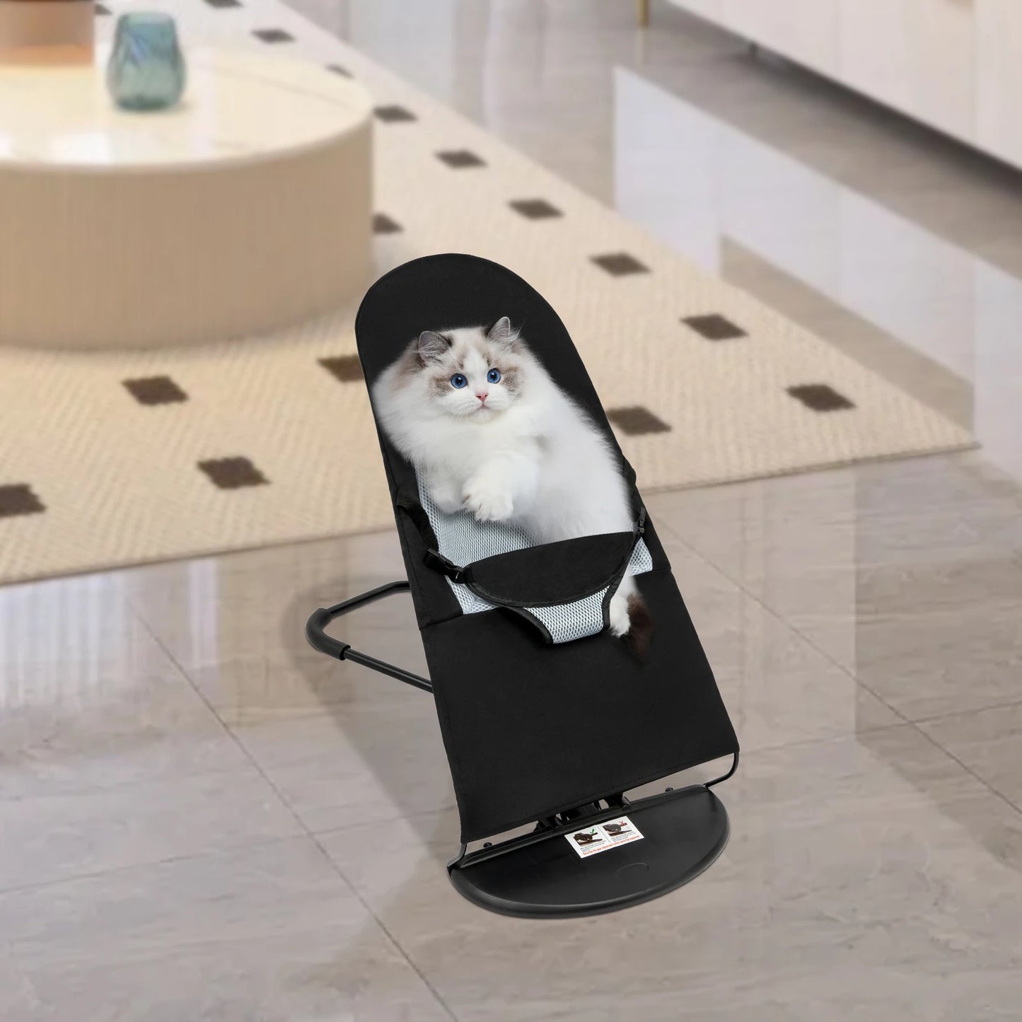 Black Pet Rocking Chair Hardcover Fabric Rocker Bed Under 33.07 Lb