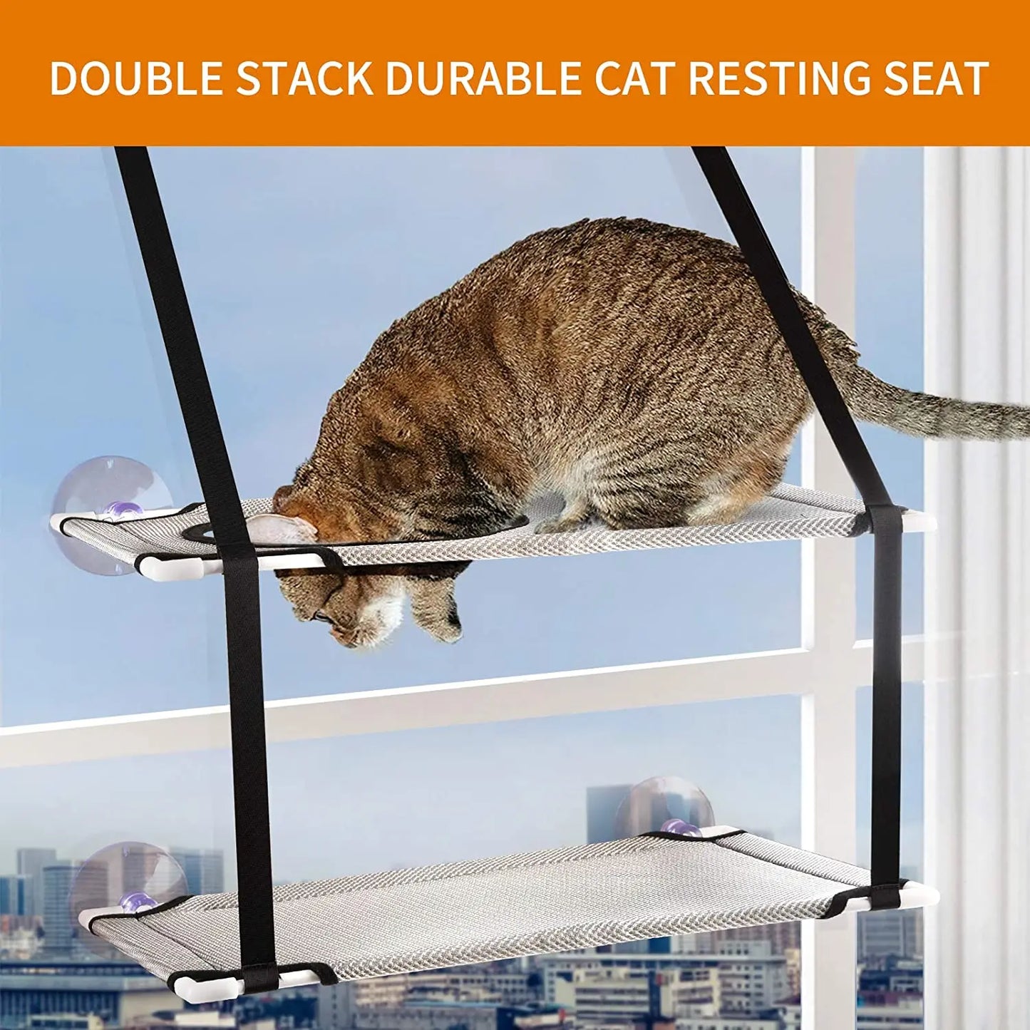 Cat Bed Hanging Window Double-Layer Pet Hammock Seat