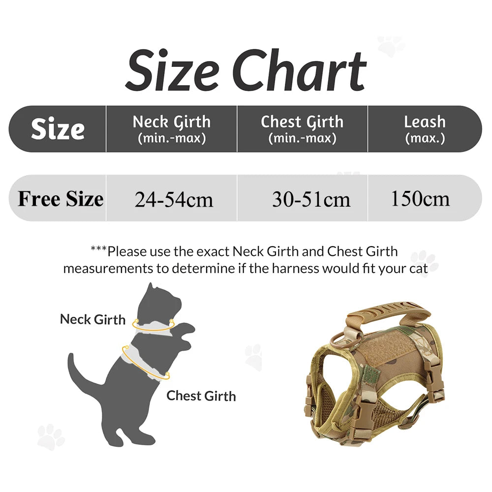 Tactical Cat Harness Leash Adjustable Puppy Vest For Small Dogs