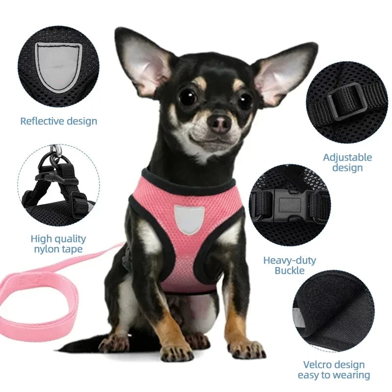 Adjustable Cat Dog Vest Walking Harness for Safe Outings