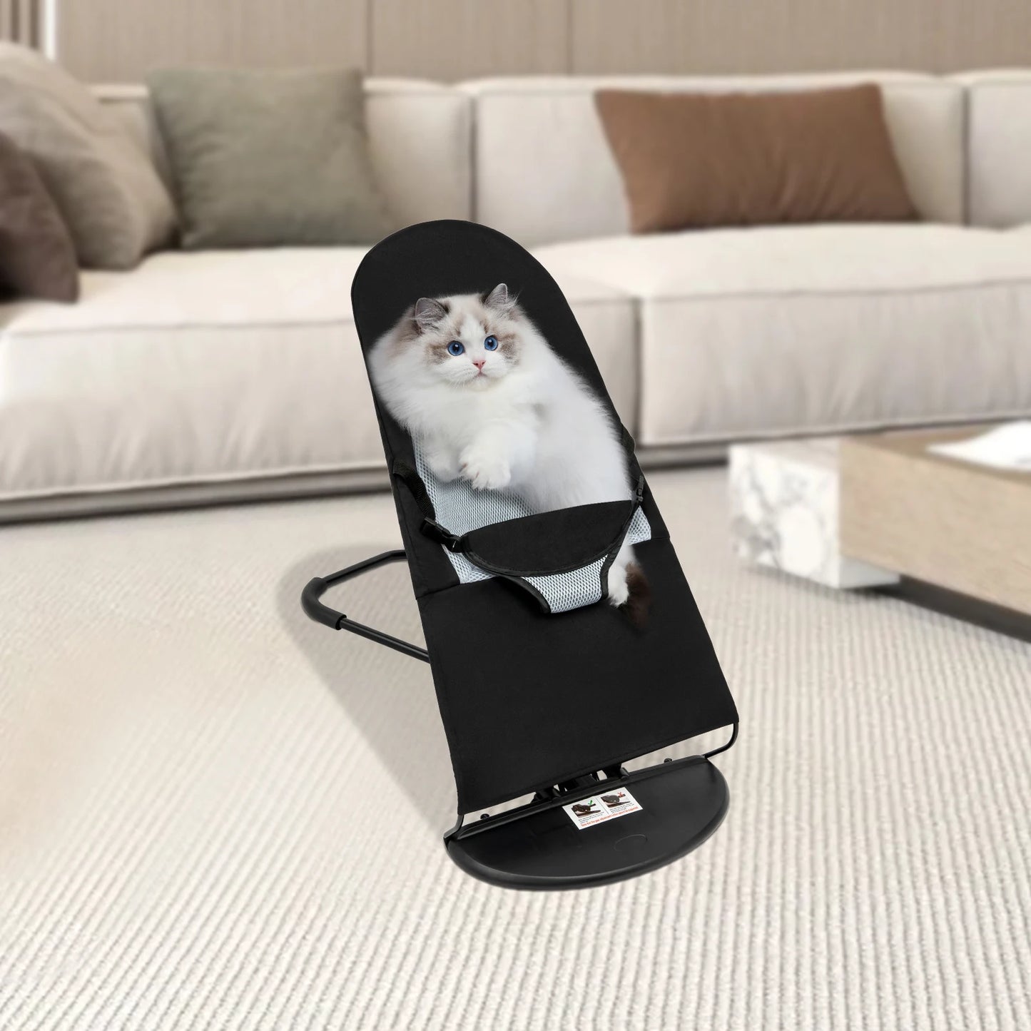 Black Pet Rocking Chair Hardcover Fabric Rocker Bed Under 33.07 Lb