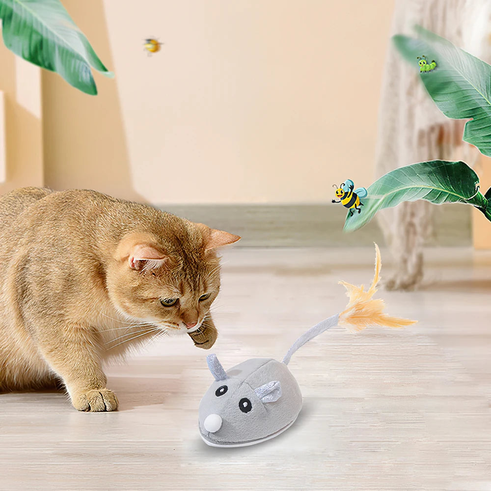 Cat Toys Automatic Interactive Plush Mouse USB Rechargeable