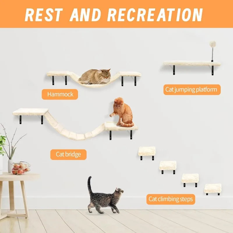 Wall-Mounted Cat Climber Set with Climbing Shelves 7 Pcs