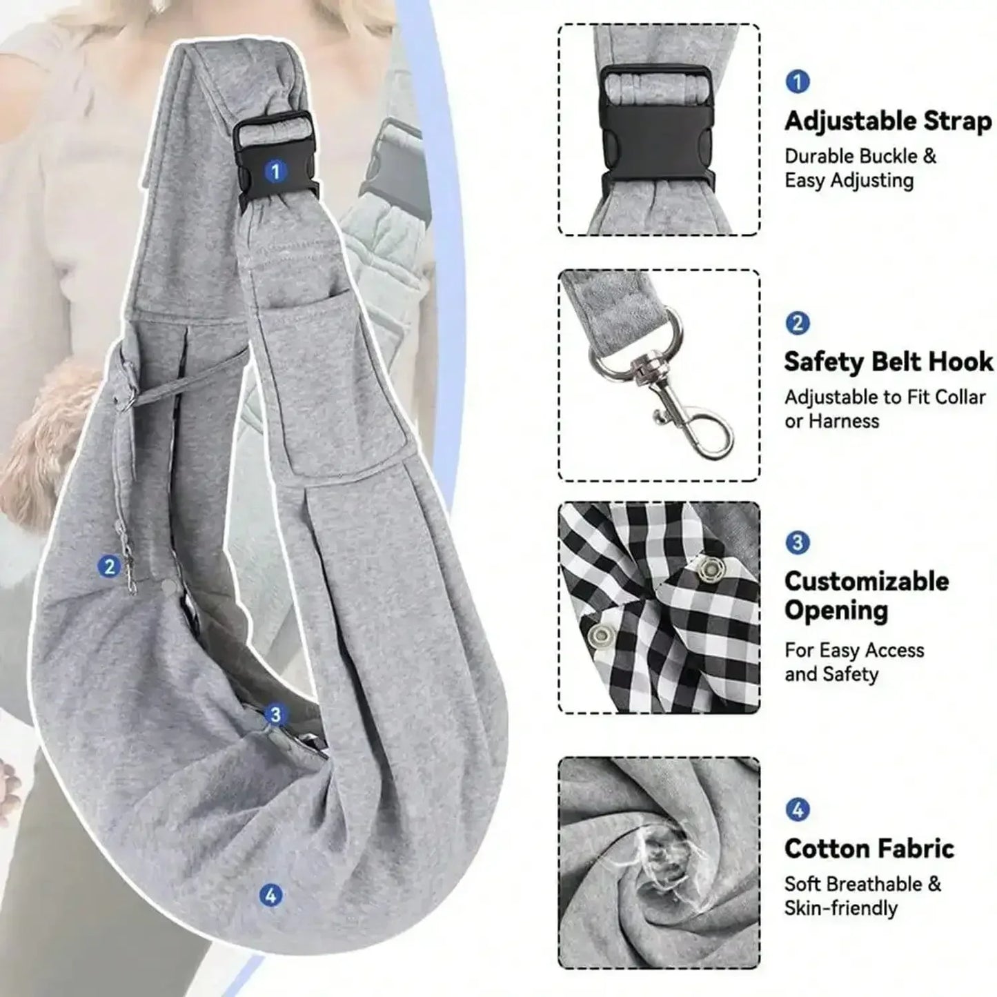 Pet Dog Sling Carrier Breathable Travel Safe Bag For Dogs Cats