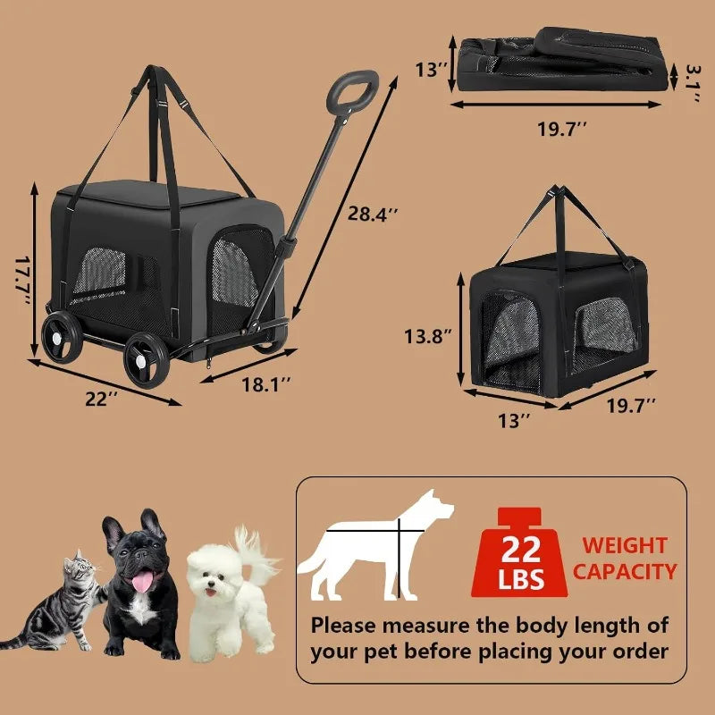 Pet Stroller for Small Dogs Foldable Dog Carrier with Mesh