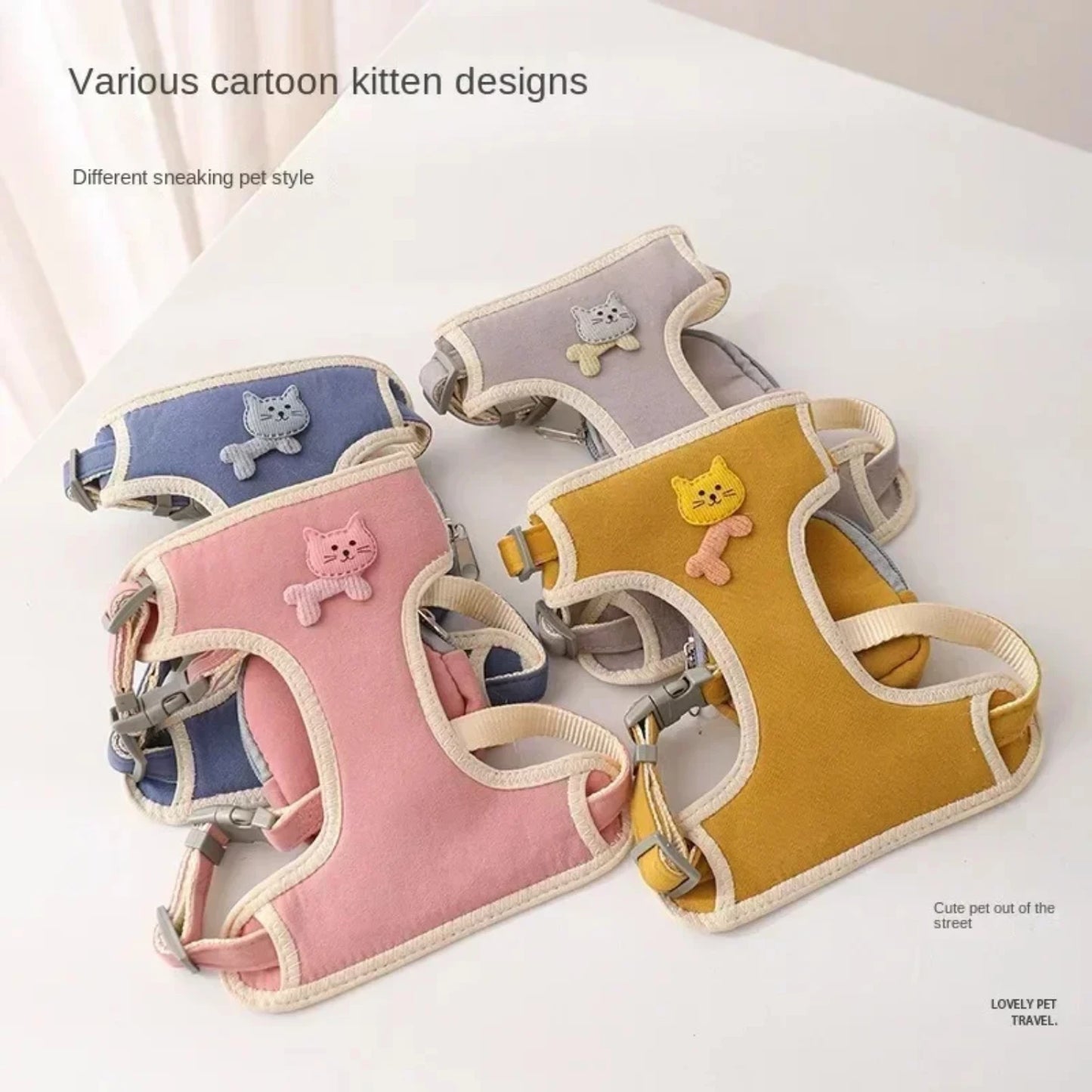Dog Cat Harness with Leash Snack Bag Backpack for Pets