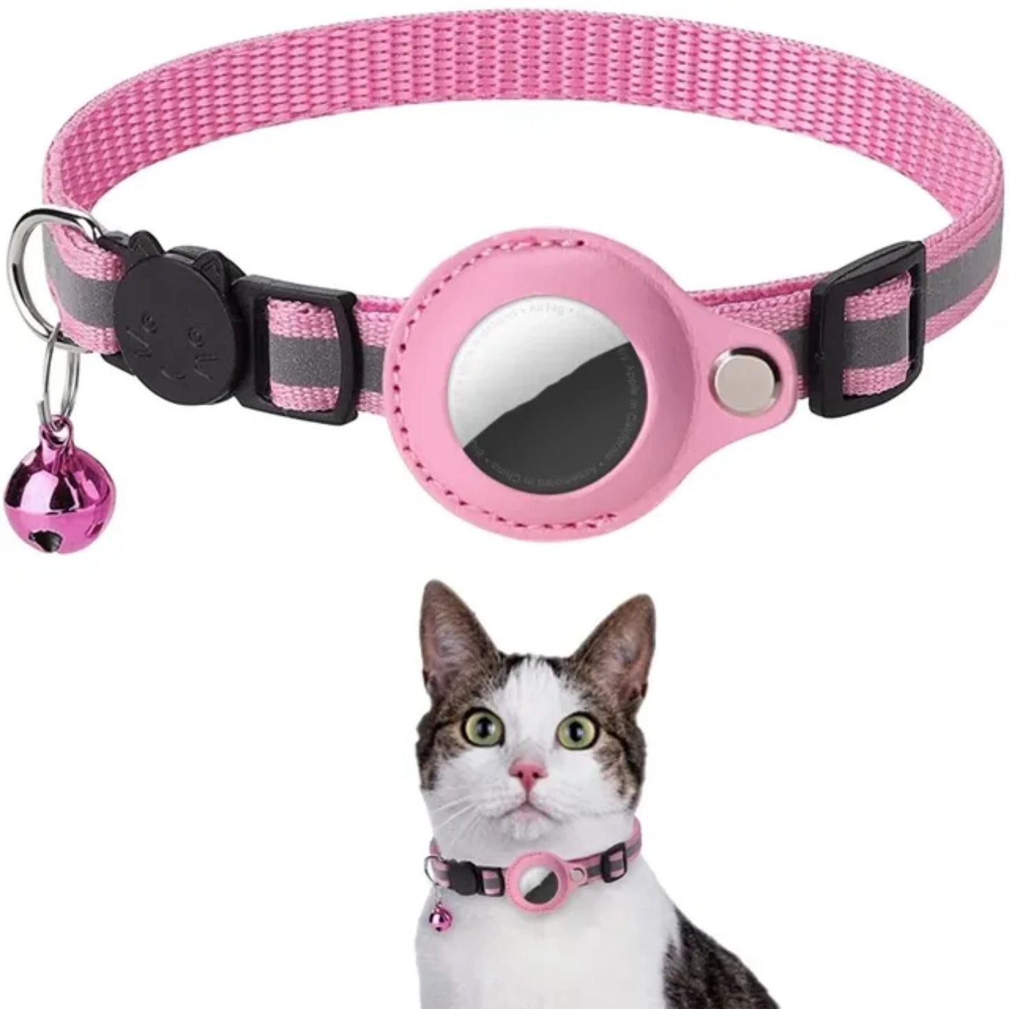 Airtag Case Cat Collar With Bell Reflective Nylon Dog GPS Tracker