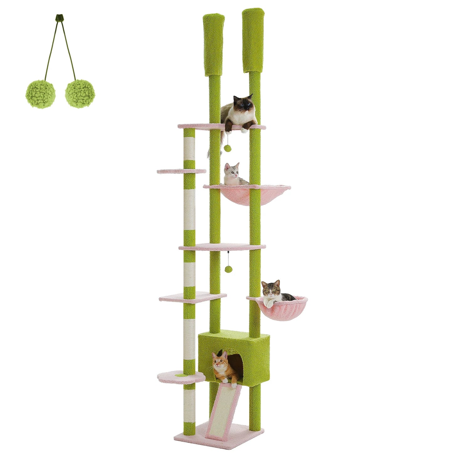 Cactus Cat Tree Floor to Ceiling Cat Tower Adjustable Height