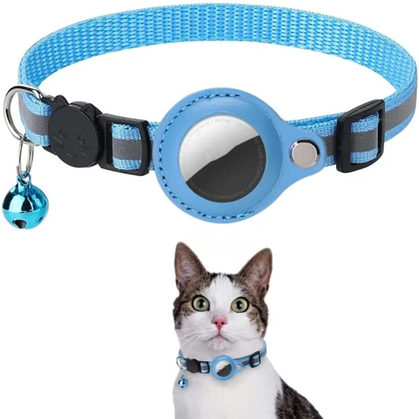 Airtag Case Cat Collar With Bell Reflective Nylon Dog GPS Tracker