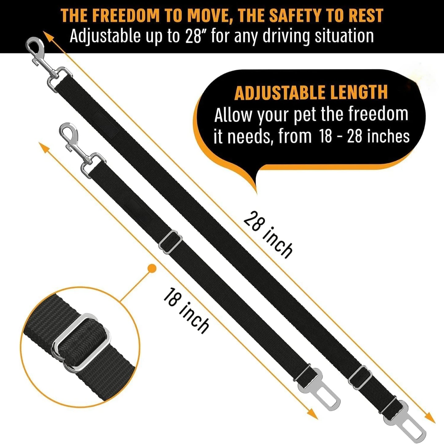 3 Pcs Adjustable Dog Cat Vehicle Safety Leash Set
