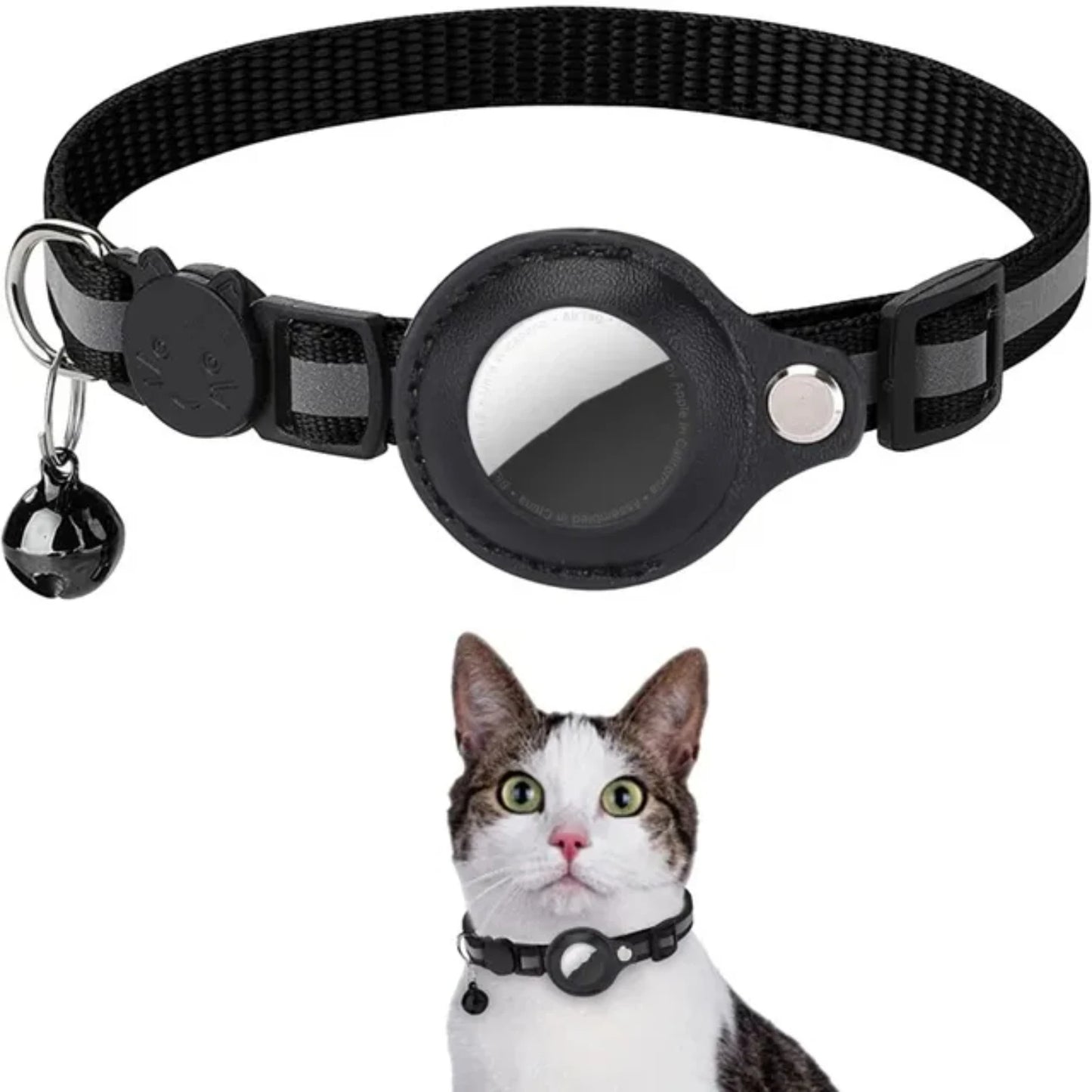 Airtag Case Cat Collar With Bell Reflective Nylon Dog GPS Tracker
