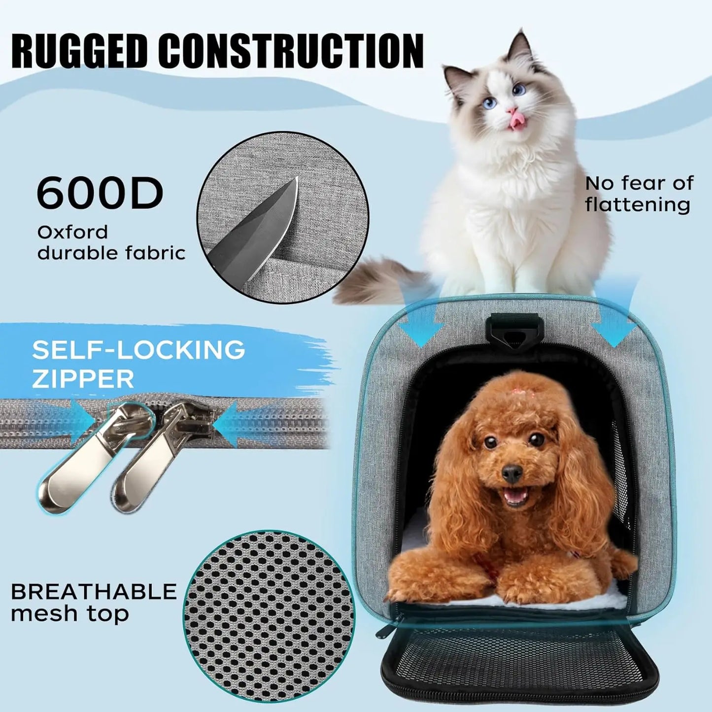 Cat carrier Case Pet Dog Carrier Soft-Sided Cat Bag Airline Approved, Pet Travel Carrier Up to 15 Lbs Collapsible