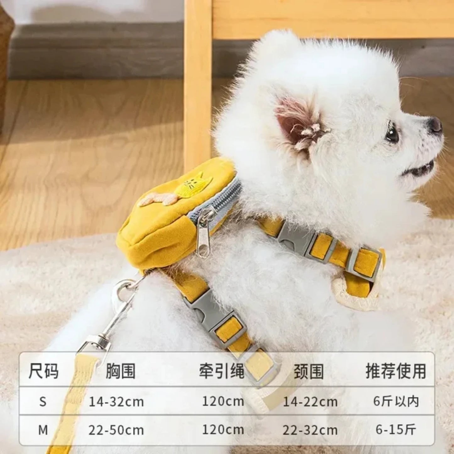 Dog Cat Harness with Leash Snack Bag Backpack for Pets