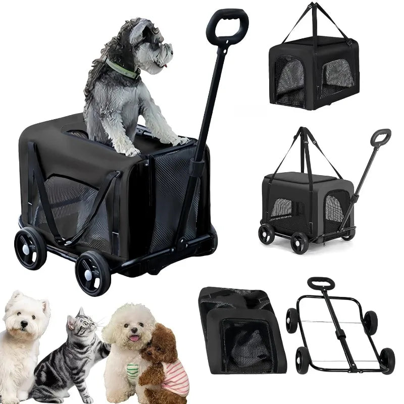 Pet Stroller for Small Dogs Foldable Dog Carrier with Mesh
