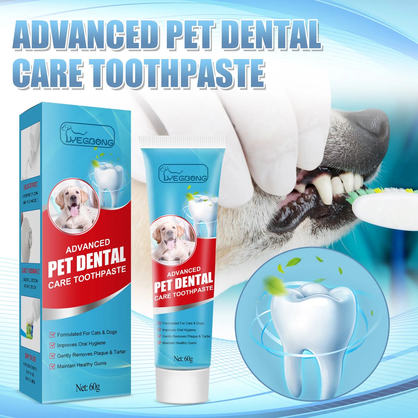 60g Pet Toothpaste Cat Dog Fresh Breath Cleaning Tartar