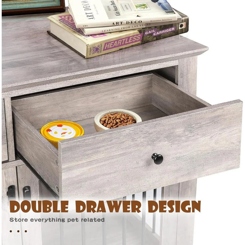 44 Inch Large Dogs Crate Furniture Wooden Dog Kennel End Table