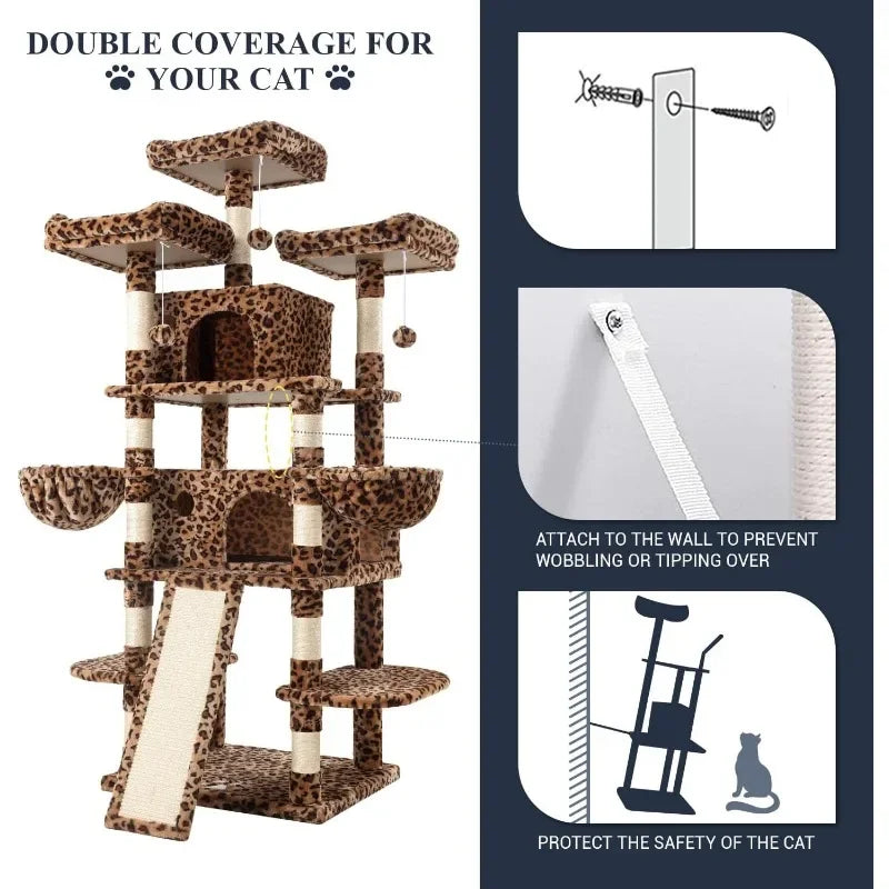 68 Inch Cat Tree with scratching posts and condos