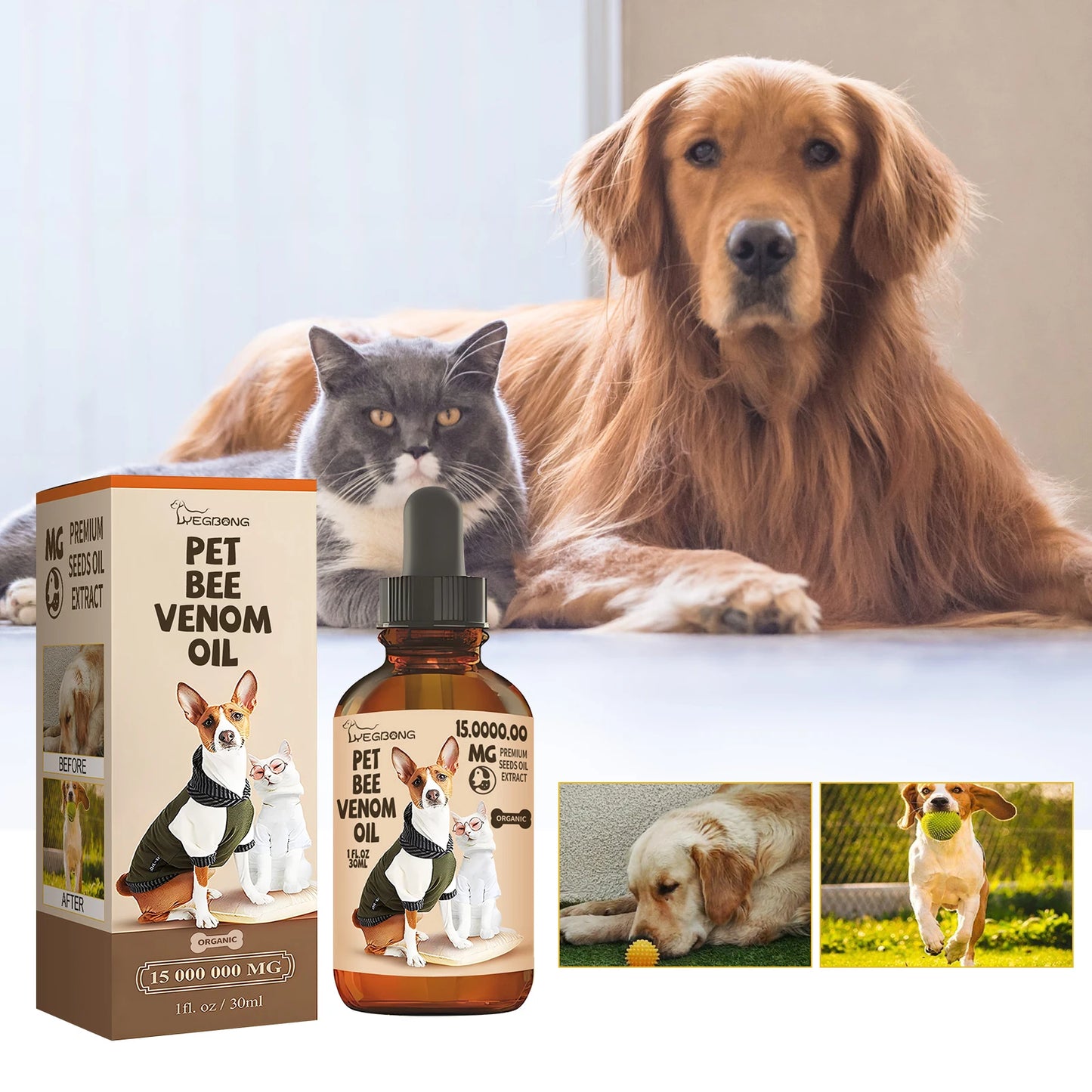 YEGBONG Pet Bee Venom Water Saving Cats Dogs Relieve Joint Pain