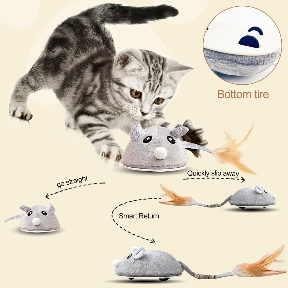 Cat Toys Automatic Interactive Plush Mouse USB Rechargeable