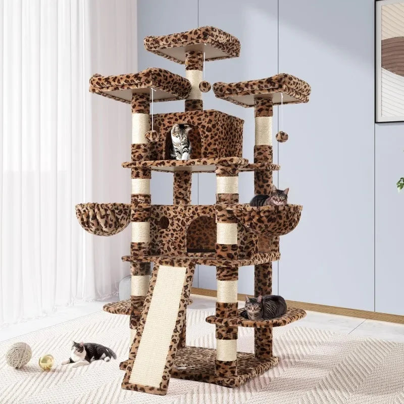 68 Inch Cat Tree with scratching posts and condos