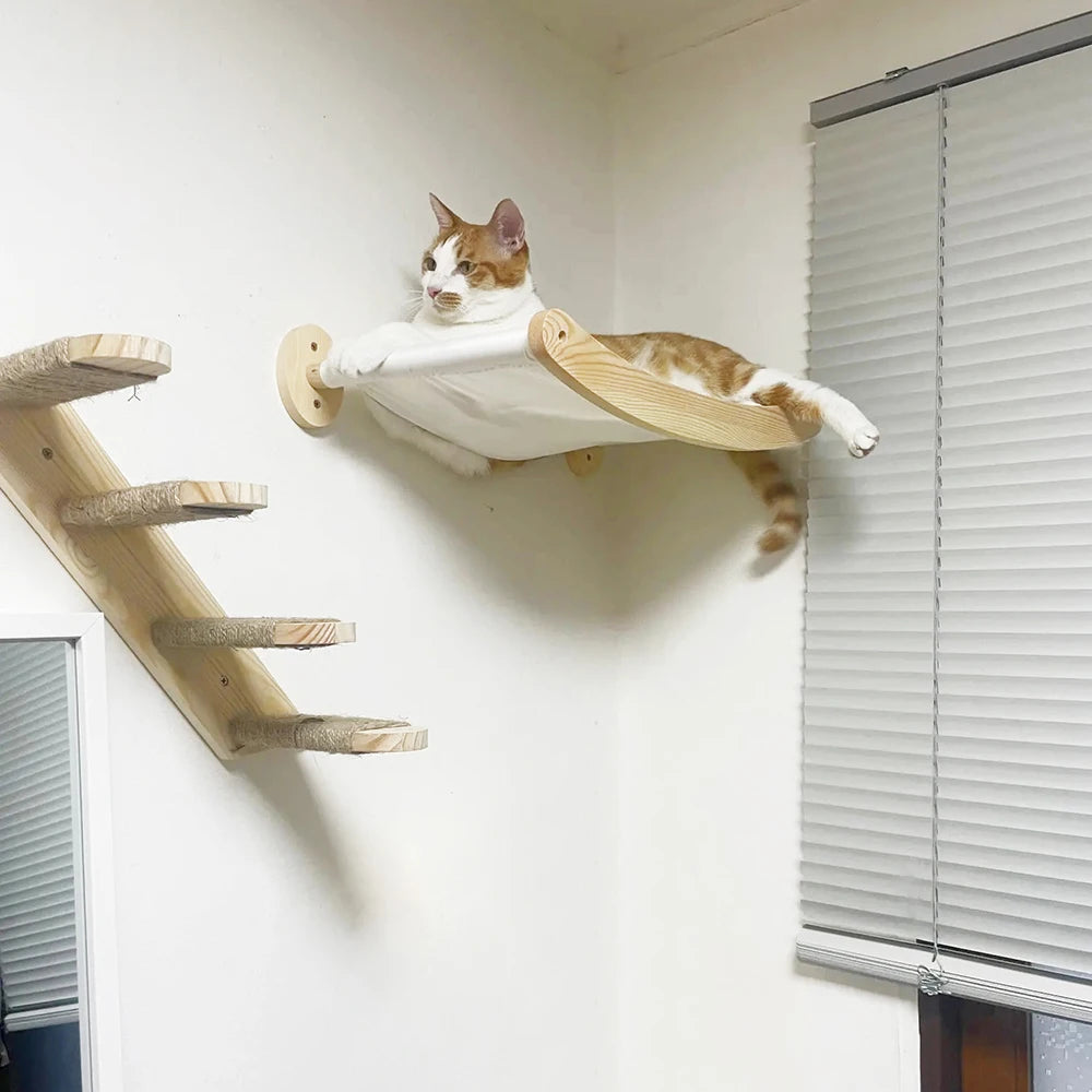 Cat Hammock and Stairway with Sisal Rope Wall Mounted Shelf