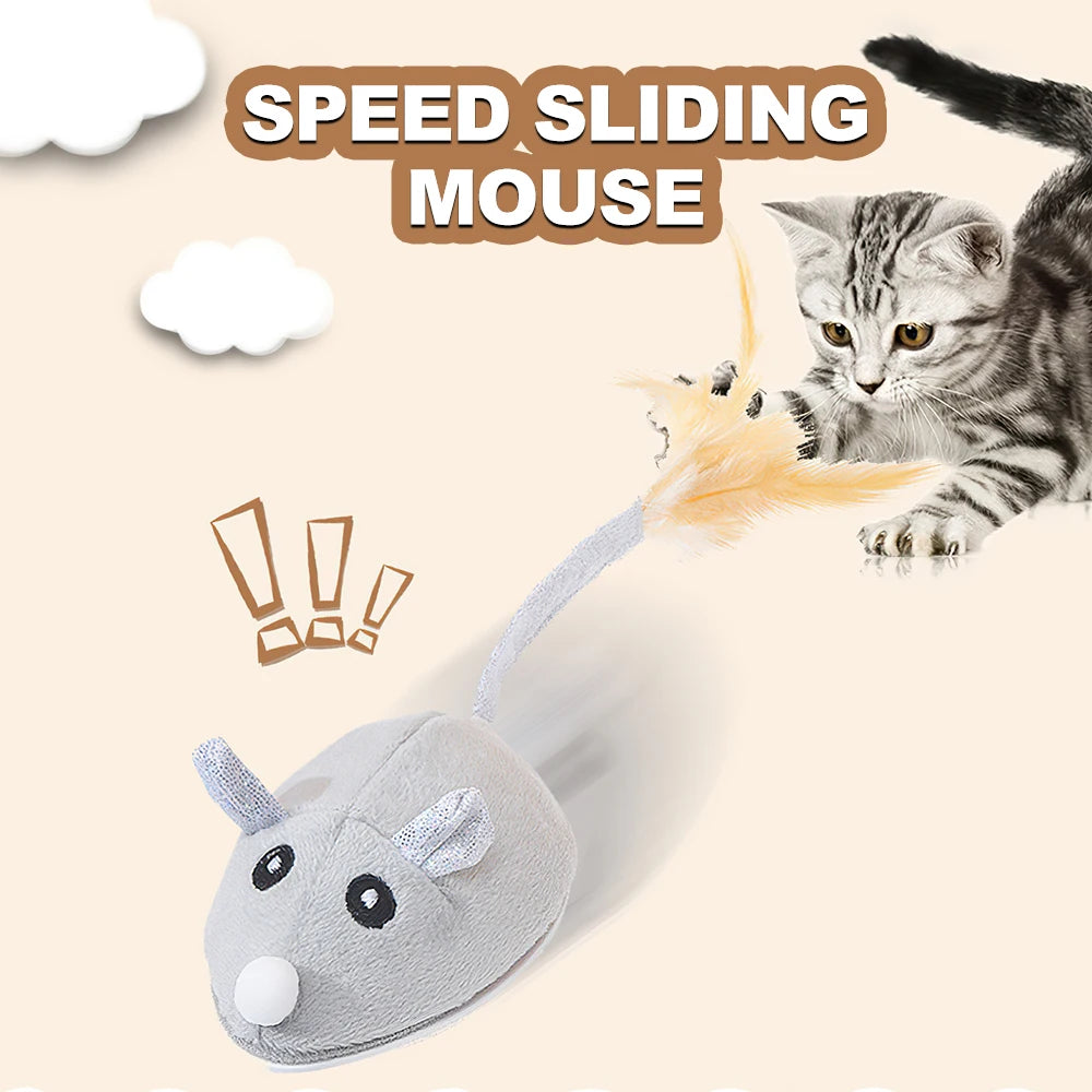Cat Toys Automatic Interactive Plush Mouse USB Rechargeable