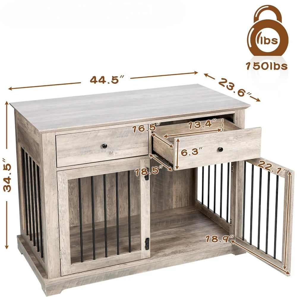 44 Inch Large Dogs Crate Furniture Wooden Dog Kennel End Table