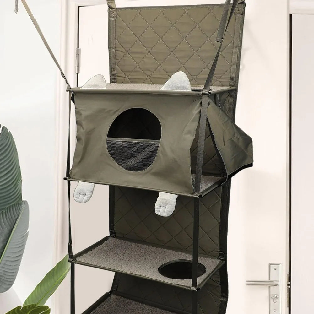 4-Levels Door Hanging Cat Climber Cat Window Hammock Tower