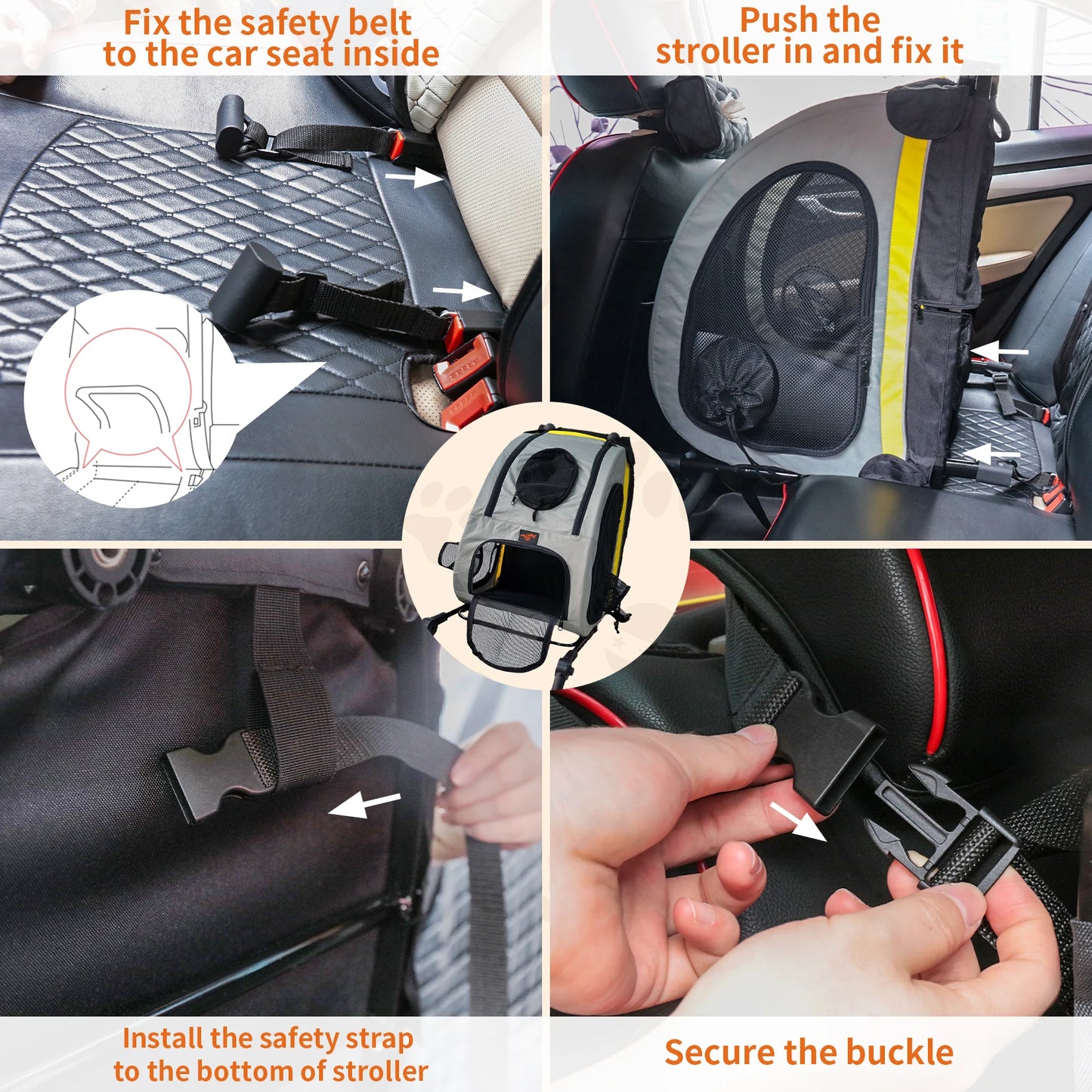 Car Seat 2-in-1 Travel Bracket Pet Travel Cart Portable