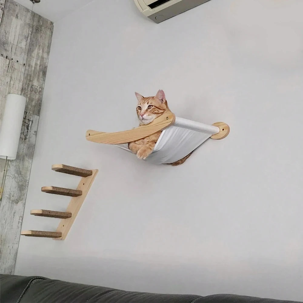 Cat Hammock and Stairway with Sisal Rope Wall Mounted Shelf