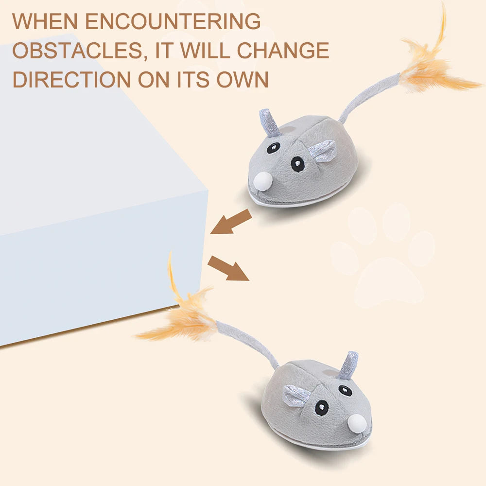 Cat Toys Automatic Interactive Plush Mouse USB Rechargeable