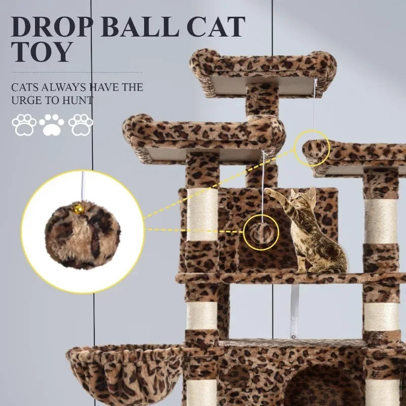 68 Inch Cat Tree with scratching posts and condos