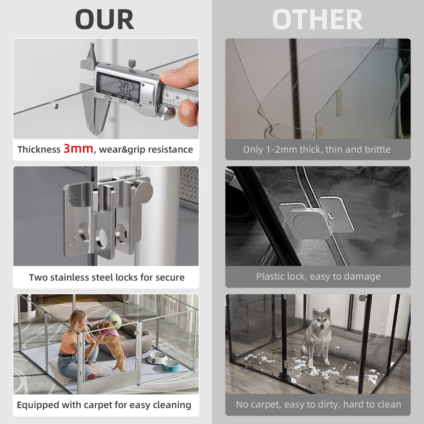 Acrylic Fence, Exercise, Waterproof Pad for Cats, Puppies