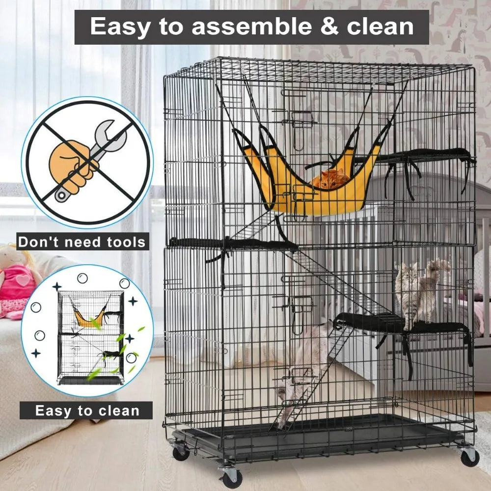 Cat Crate Pet Playpen Large 3-Tier 48" Height with Wheels