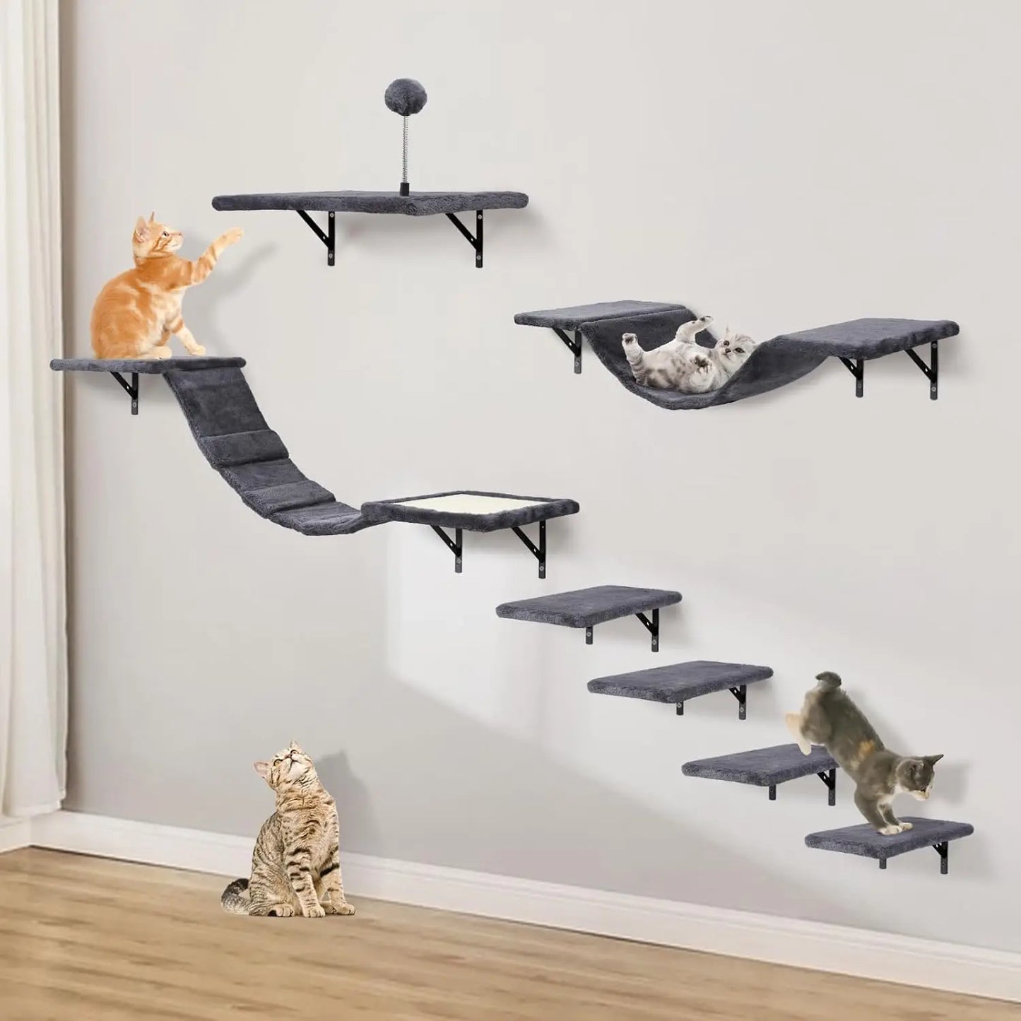 Wall-Mounted Cat Climber Set with Climbing Shelves 7 Pcs