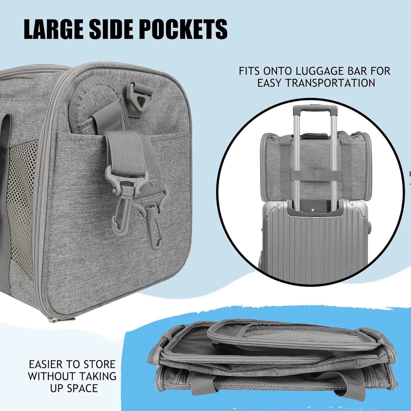 Cat carrier Case Pet Dog Carrier Soft-Sided Cat Bag Airline Approved, Pet Travel Carrier Up to 15 Lbs Collapsible