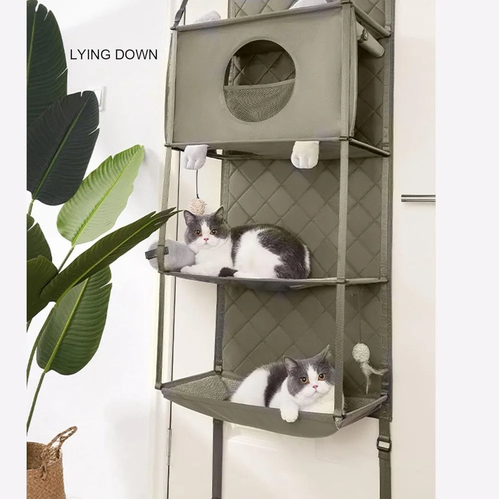 4-Levels Door Hanging Cat Climber Cat Window Hammock Tower