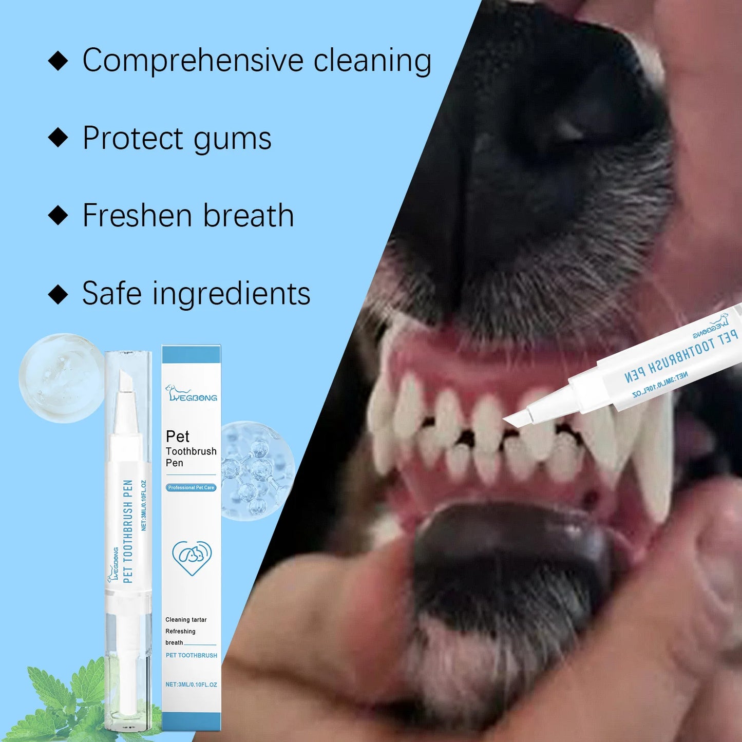 Yegbong 1PC Dog Cat Pet Teeth Cleaning Pen Toothbrush Tool