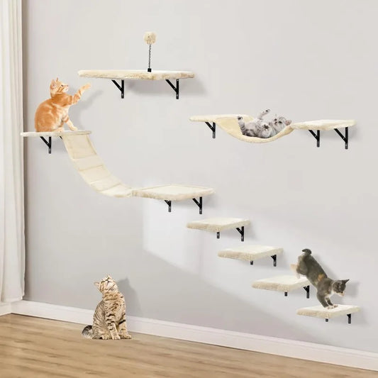 Wall-Mounted Cat Climber Set with Climbing Shelves 7 Pcs