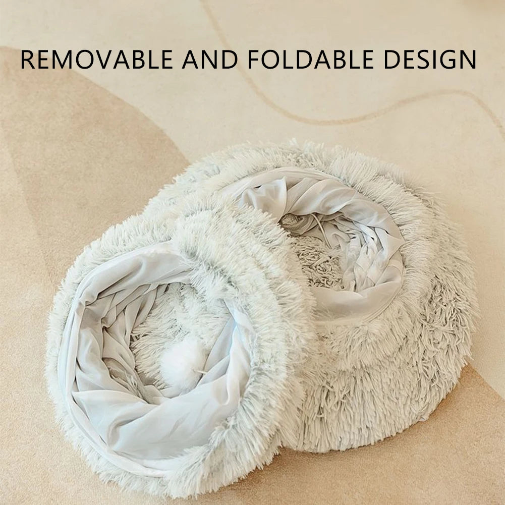 Winter Warm Cat House Soft Foldable Pet Sleeping Bed