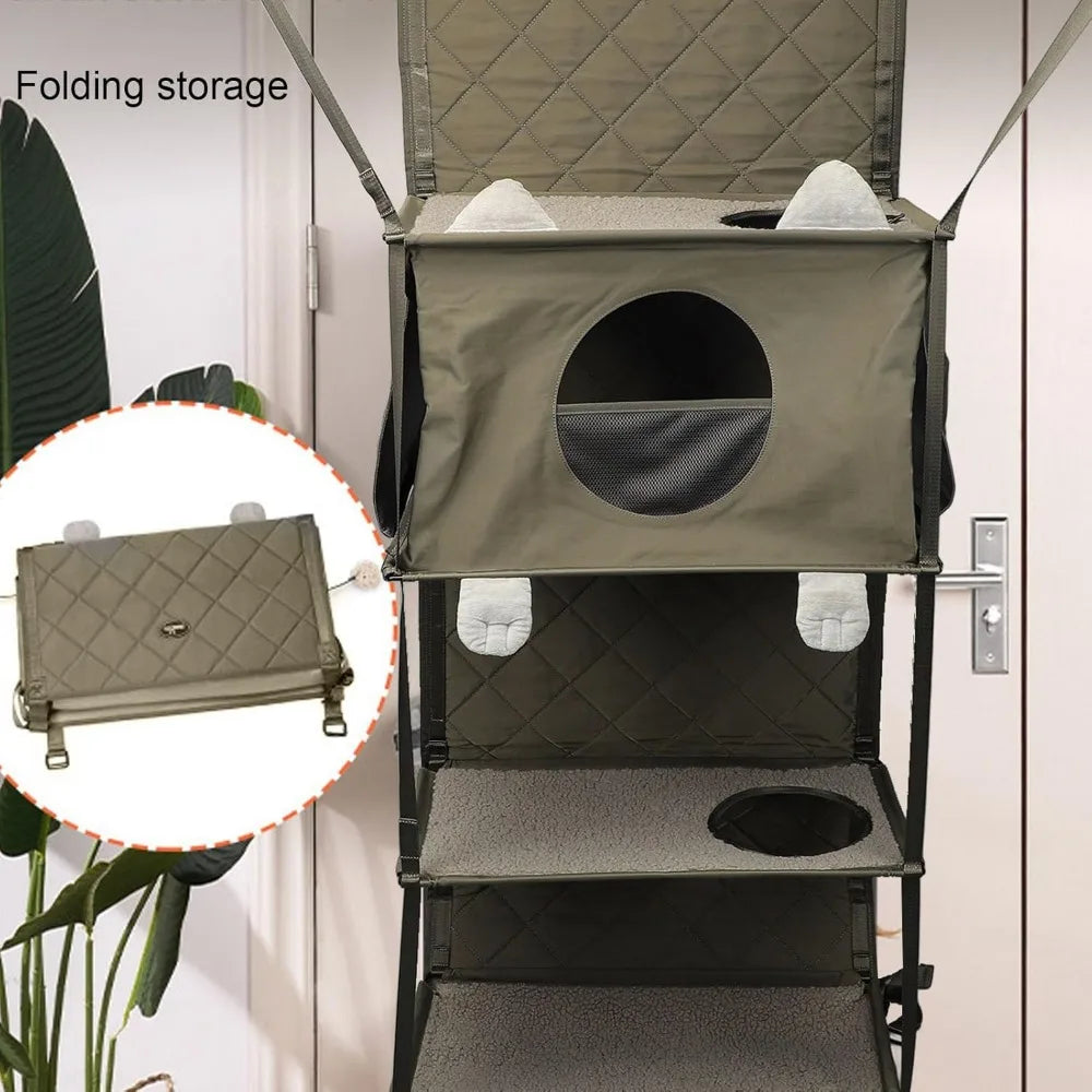 4-Levels Door Hanging Cat Climber Cat Window Hammock Tower