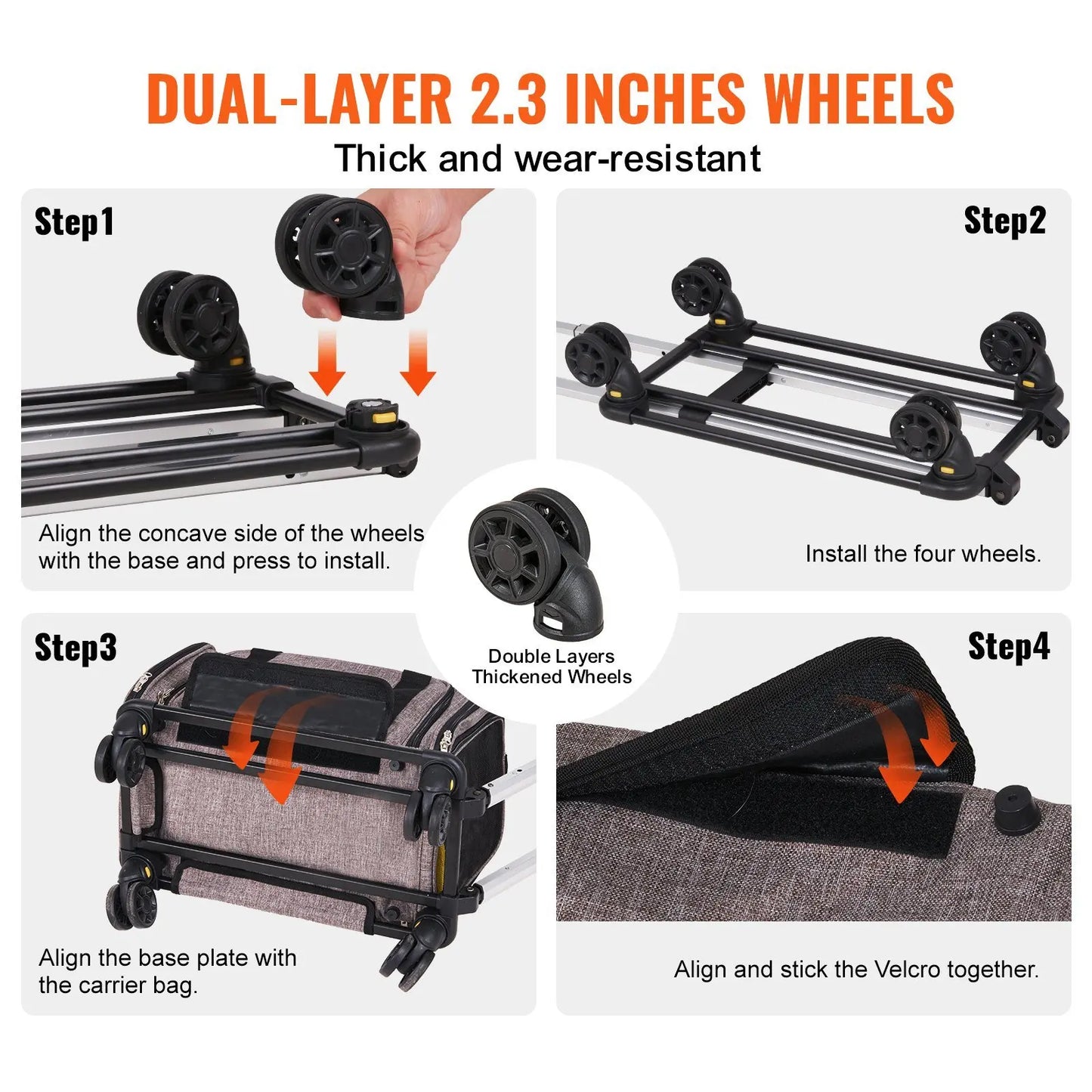 Cat Carrier with Wheels, Airline Approved Rolling Pet Carrier with Telescopic Handle and Shoulder Strap, Dog Carrier with