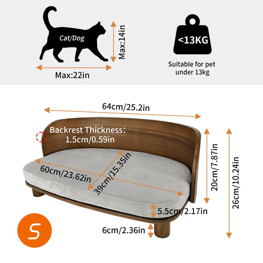 S/M Elevated Cat Bed Indoor Small Cats and Puppies Couch Bed