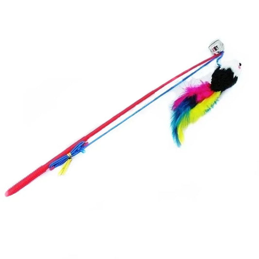 Fishing Rod Type Colorful Mouse Feather Interactive Toy