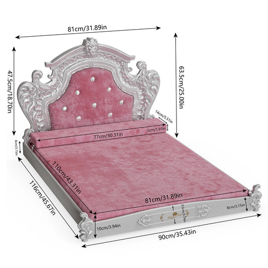 XXLarge Luxury Pet Bed with Headboard and Washable Dutch Velvet Cover Dog Cat Bed High Elastic Sponge