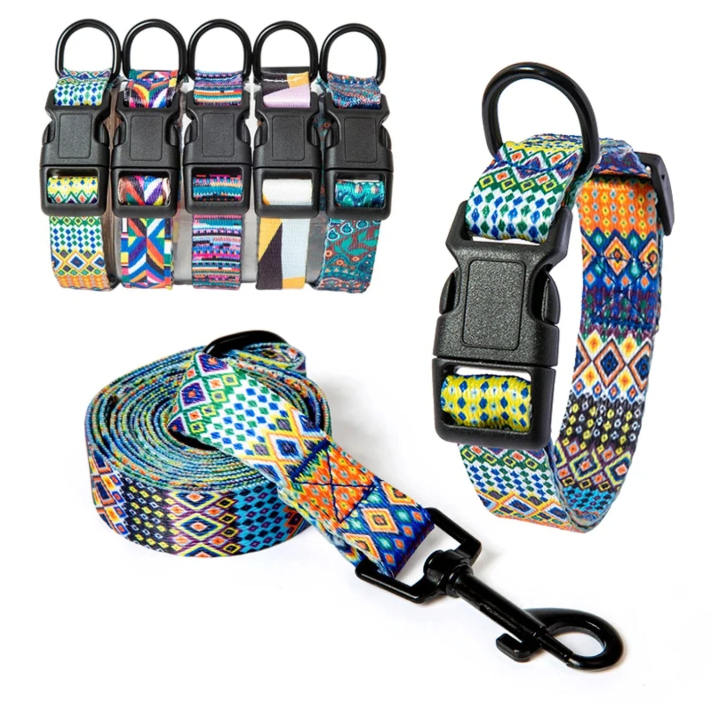 Stylish Adjustable Dog Collar and Leash Set for Pets